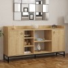 Delta sideboard pakoworld in oak color with black metal legs 160x40x85cm