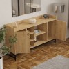 Delta sideboard pakoworld in oak color with black metal legs 160x40x85cm