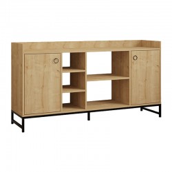 Delta sideboard pakoworld in oak color with black metal legs 160x40x85cm Delta sideboard pakoworld in oak color with black metal legs 160x40x85cm