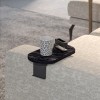 Linea pakoworld side table in black marble finish with black metal legs 20x35x10cm