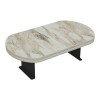 Linea pakoworld side table in grey marble finish with black metal legs 20x35x10cm