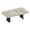 Linea I pakoworld side table in grey marble finish with black metal legs 20x35x10cm