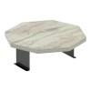 Side table Linea pakoworld in grey marble look with black metal legs D34x10cm