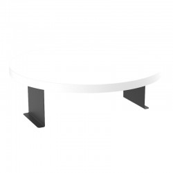 Linea pakoworld side table in white with black metal legs D35.5x5cm Linea pakoworld side table in white with black metal legs D35.5x5cm