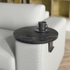 Linea pakoworld side table in black marble finish with black metal legs D35.5x5cm