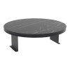 Linea pakoworld side table in black marble finish with black metal legs D35.5x5cm