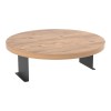 Linea pakoworld side table in sonoma with black metal legs D35.5x5cm