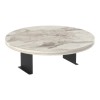 Linea pakoworld side table in grey marble look with black metal legs D35.5x5cm