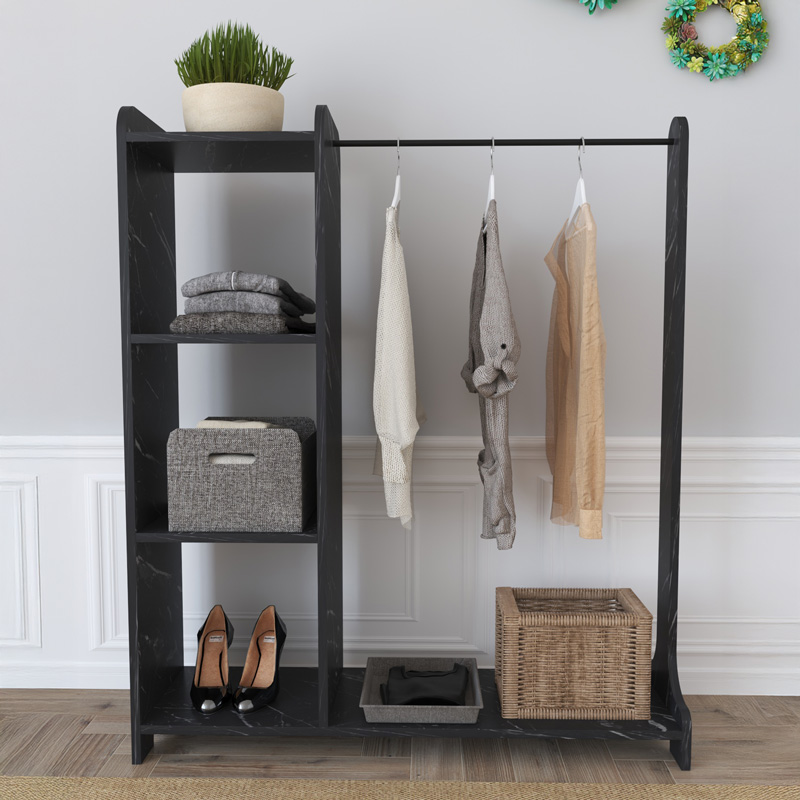 Renesme pakoworld entrance furniture in black with marble look 106x45x128cm Renesme pakoworld entrance furniture in black with marble look 106x45x128cm