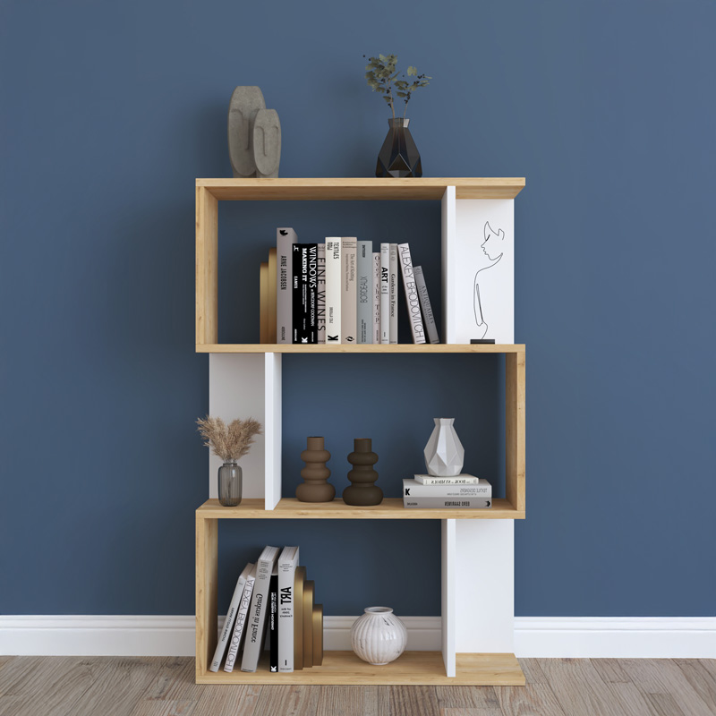 Kadu pakoworld bookcase in oak-white shade 72x22x108cm Kadu pakoworld bookcase in oak-white shade 72x22x108cm