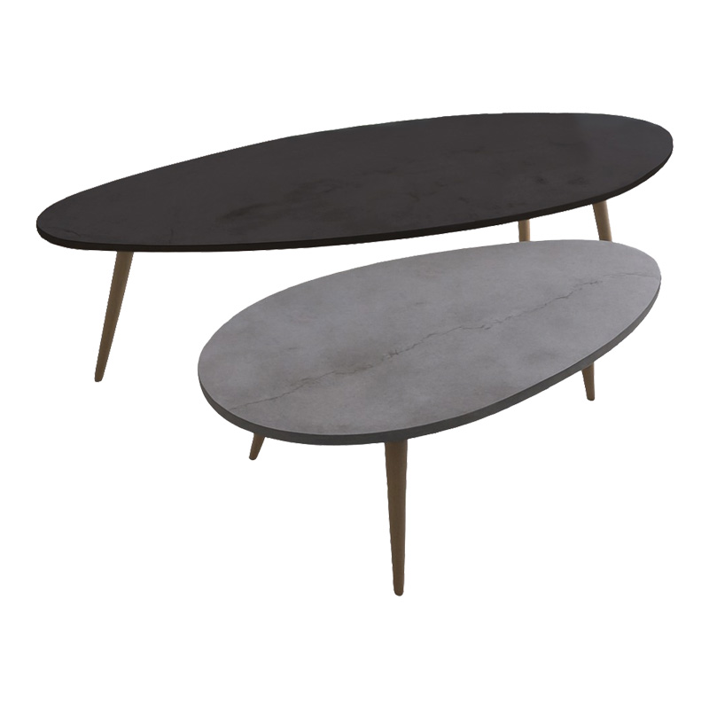 Monty pakoworld 2pcs coffee table in black-gray shade 116x46x46cm Monty pakoworld 2pcs coffee table in black-gray shade 116x46x46cm