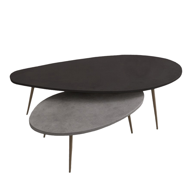 Monty pakoworld 2pcs coffee table in black-gray shade 116x46x46cm