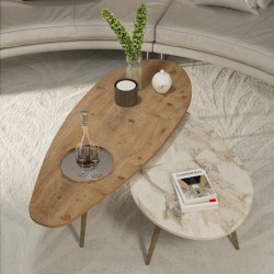 Monty pakoworld 2pcs coffee table in natural -beige marble shade 116x46x46cm Monty pakoworld 2pcs coffee table in natural -beige marble shade 116x46x46cm