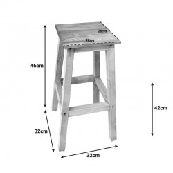 Waroby pakoworld wooden stool in natural color 32x32x46cm