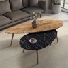 Monty pakoworld 2pcs coffee tables in natural-black marble shade