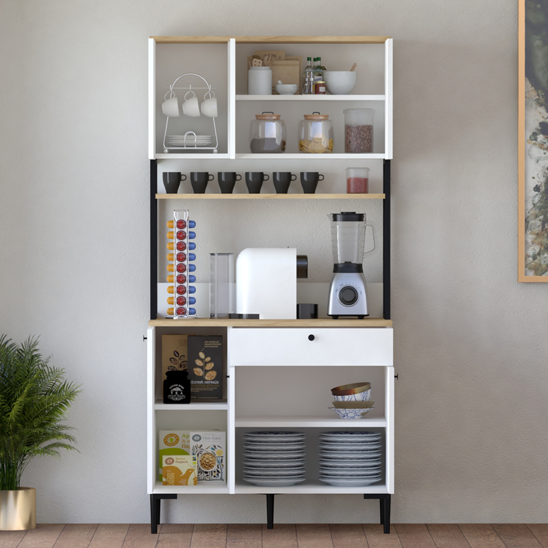 Ντουλάπια κουζίνας Lenner pakoworld λευκό-sonoma 90x45x184εκ