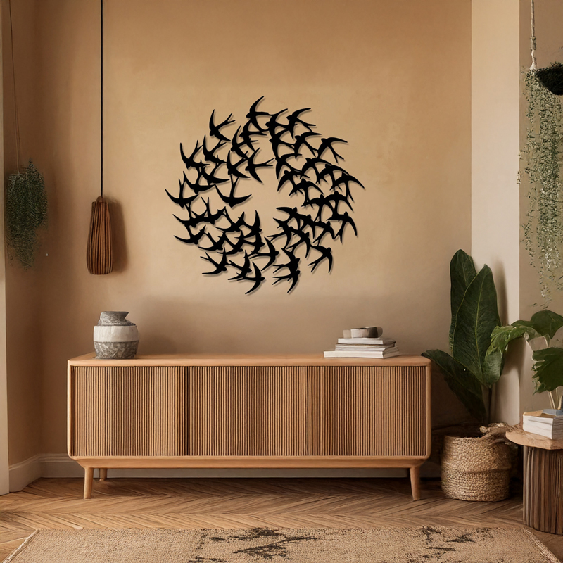 Διακοσμητικό τοίχου Swarm pakooworld μαύρο μεταλλικό Φ50x1,5εκ