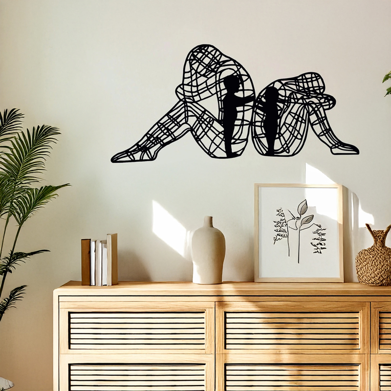 Wall deco Innero pakoworld black metal 50x1.5x25cm