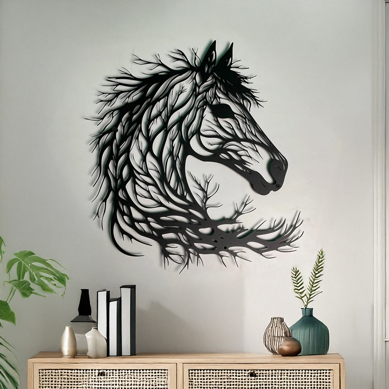 Wall deco Horsy pakoworld black metal 60x1.5x60cm