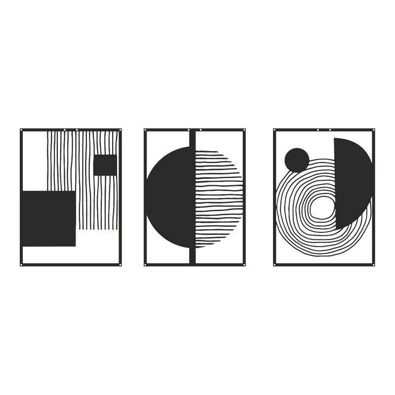 Wall deco Harimia pakoworld set of 3 pieces black metal 37x1.5x50cm