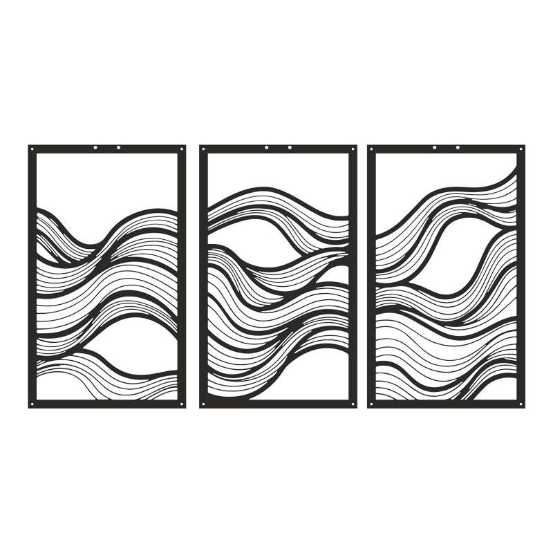 Wall deco Ocena pakoworld set of 3 pieces black metal 30x1.5x50cm