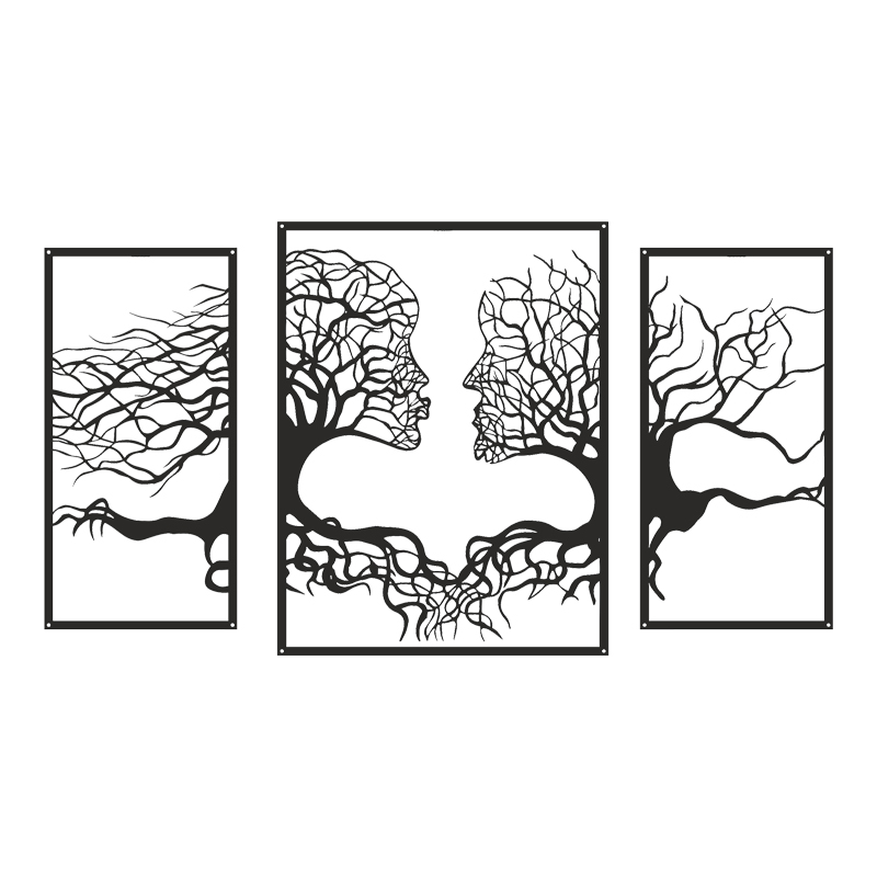 Wall deco Connecto pakoworld set of 3 pieces black metal