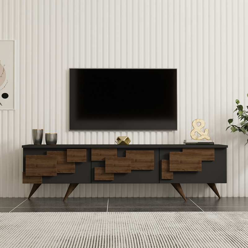 Έπιπλο τηλεόρασης Trida pakoworld καρυδί με ανθρακί 160x35x45εκ