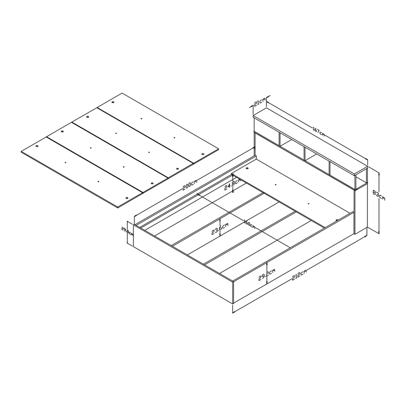 Double bed Olympus pakoworld in castillo-toro colour oak 160x200