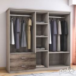 Wardrobe Olympus pakoworld with 5 doors and drawers+mirror in castillo-toro colour 198x57x183 Wardrobe Olympus pakoworld with 5 doors and drawers+mirror in castillo-toro colour 198x57x183