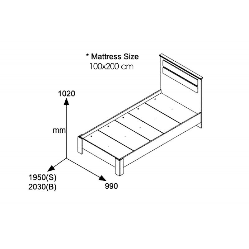 Κρεβάτι μονό OLYMPUS pakoworld σε χρώμα wenge 100x200εκ