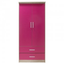 Children\'s wardrobe Looney pakoworld with 2 doors and drawers in castillo-pink colour 81x57x183 Children\'s wardrobe Looney pakoworld with 2 doors and drawers in castillo-pink colour 81x57x183