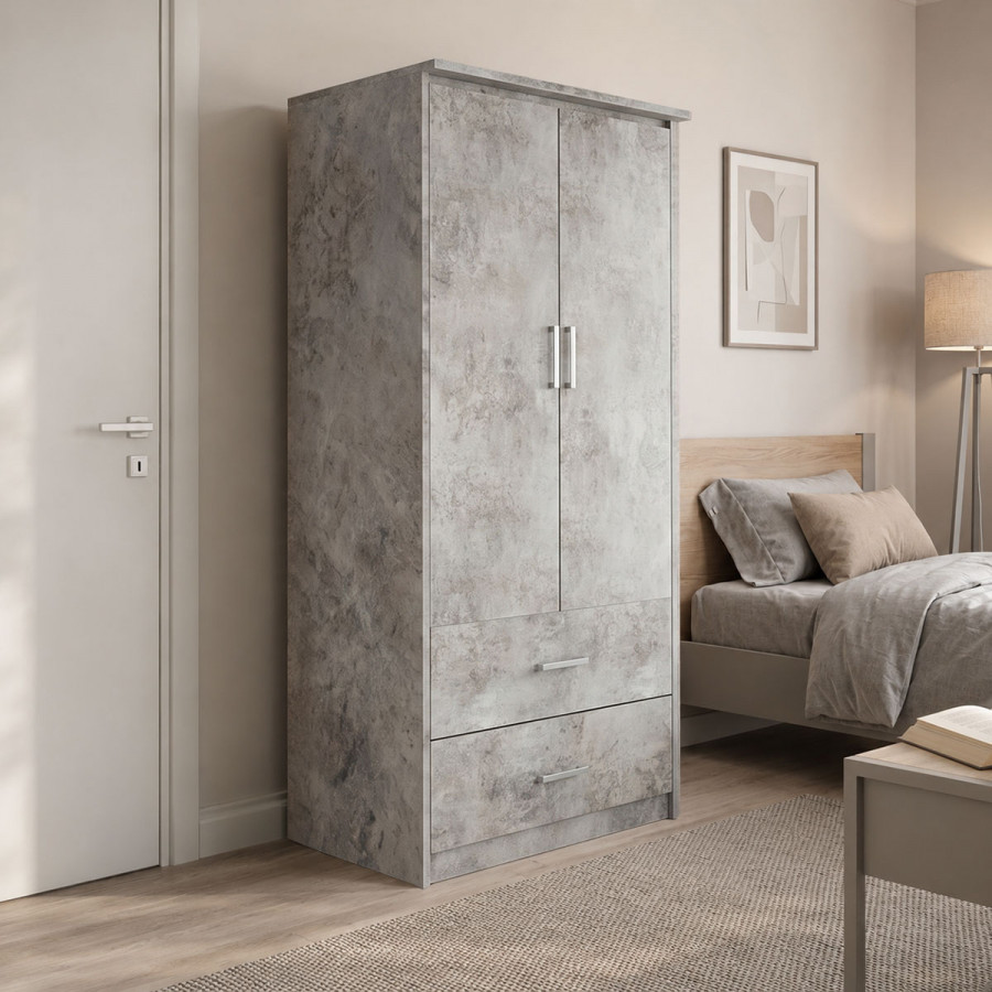 Wardrobe Olympus pakoworld with 2 doors and drawers in antique anthracite colour 81x57x183