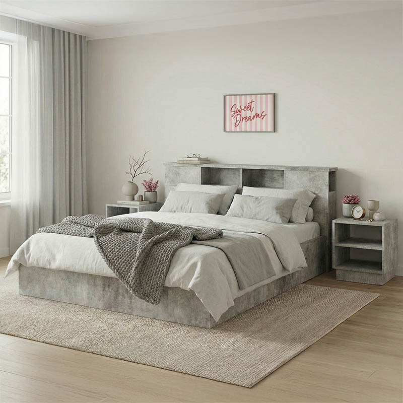 Κρεβάτι διπλό OLYMPUS pakoworld σε χρώμα antique ανθρακί 160x200εκ