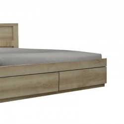 Κρεβάτι διπλό Nalos pakoworld με συρτάρι castillo-oak 140x200εκ
