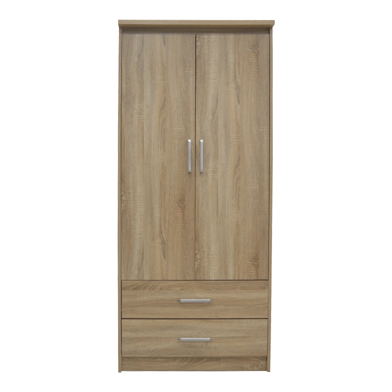 Wardrobe Olympus pakoworld with 2 doors and drawers in light oak colour 81x57x183 Wardrobe Olympus pakoworld with 2 doors and drawers in light oak colour 81x57x183