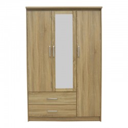 Wardrobe Olympus pakoworld with 3 doors and drawers+mirror in light oak colour 120x57x183 Wardrobe Olympus pakoworld with 3 doors and drawers+mirror in light oak colour 120x57x183