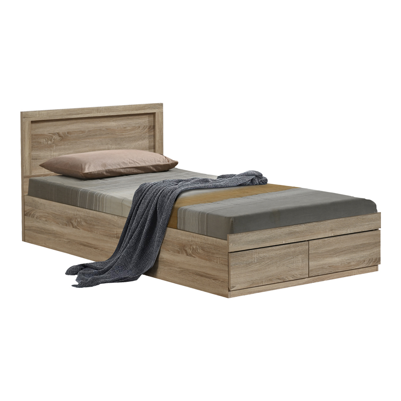Bed Olympus pakoworld with drawer in light oak 120x200cm Bed Olympus pakoworld with drawer in light oak 120x200cm