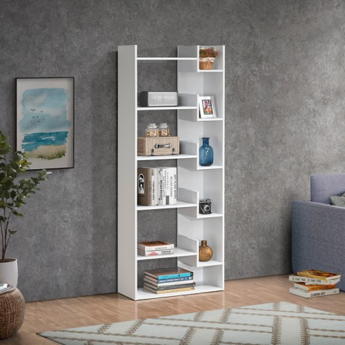 Βιβλιοθήκη Naya pakoworld σε λευκή απόχρωση 72x30x182.5εκ