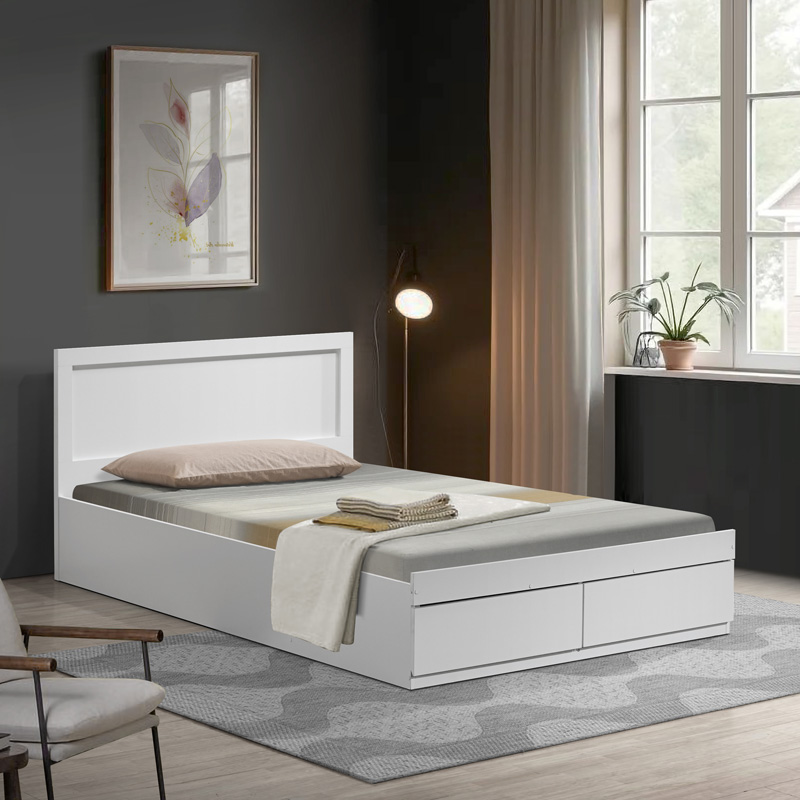 Bed Olympus pakoworld with drawer in white color 100x200cm