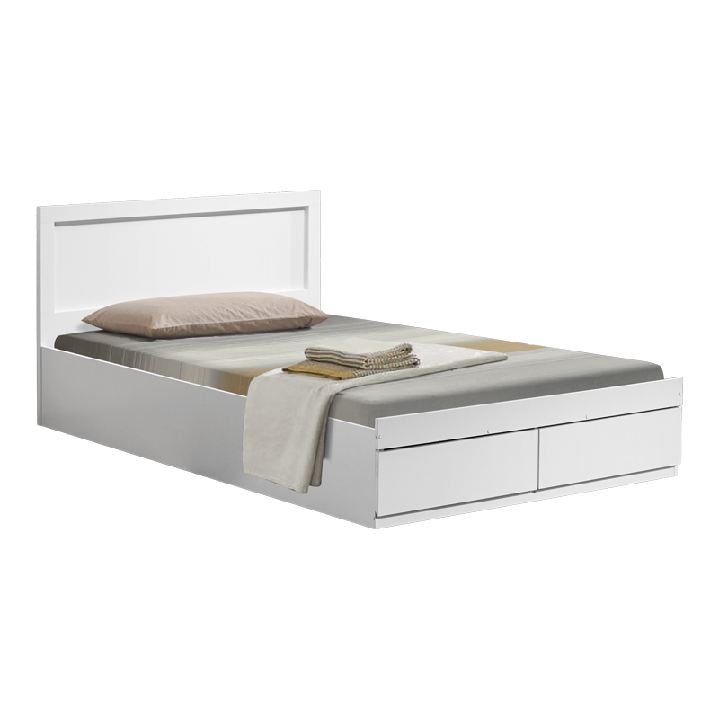 Bed Olympus pakoworld with drawer in white color 100x200cm