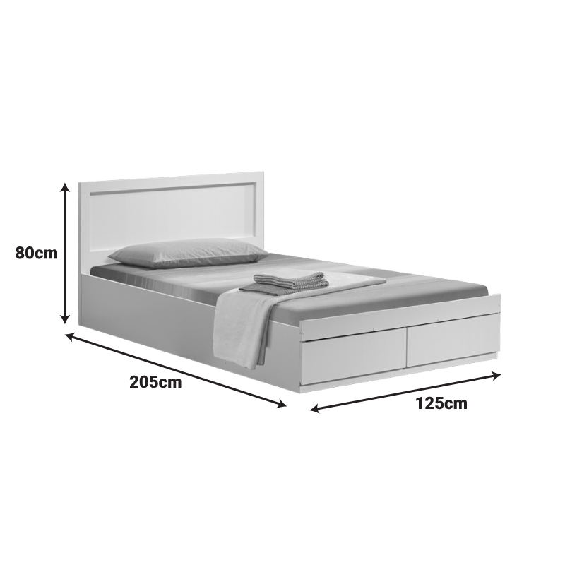 Κρεβάτι Olympus pakoworld με συρτάρι σε λευκή απόχρωση 120x200εκ