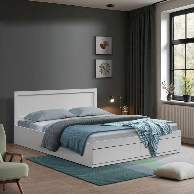 Bed Olympus pakoworld with drawer in white color 160x200cm