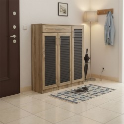 Παπουτσοθήκη-ντουλάπι Sante pakoworld 30 ζεύγων σε sonoma-ανθρακί απόχρωση 120x37x123εκ