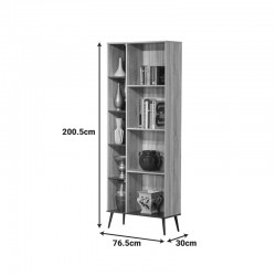 Βιβλιοθήκη Zezan pakoworld σε sonoma-ανθρακί απόχρωση 76.5x30x200.5εκ