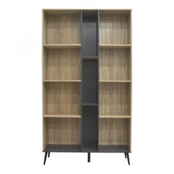 Βιβλιοθήκη Zezan pakoworld σε sonoma-ανθρακί απόχρωση 114x30x200.5εκ