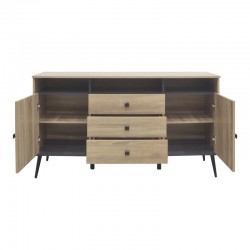 Μπουφές Zezan pakoworld σε sonoma-ανθρακί απόχρωση 140.5x41.5x80εκ