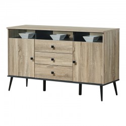 Μπουφές Zezan pakoworld σε sonoma-ανθρακί απόχρωση 140.5x41.5x80εκ