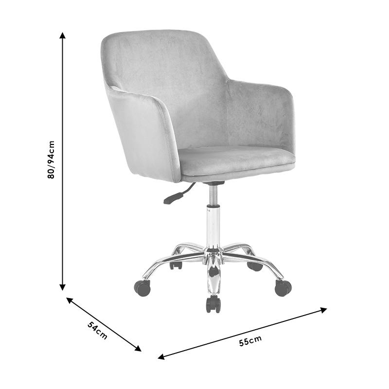 Office chair Xever pakoworld velvet grey Office chair Xever pakoworld velvet grey