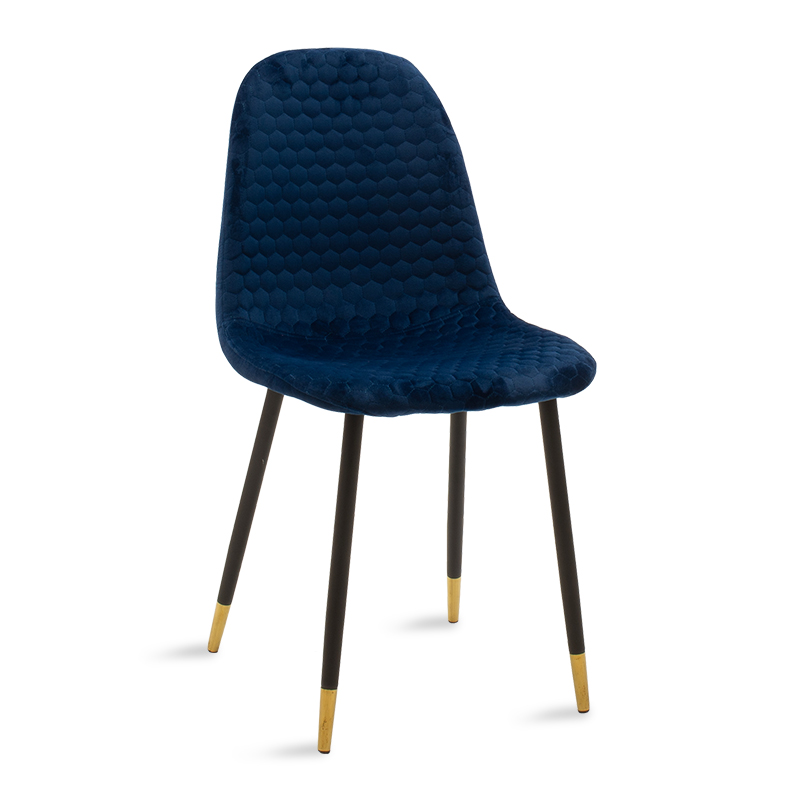 Καρέκλα Sila pakoworld βελούδο μπλε-μαύρο χρυσό πόδι