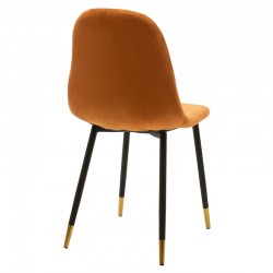 Καρέκλα Sila pakoworld βελούδο κεραμιδί-μαύρο χρυσό πόδι